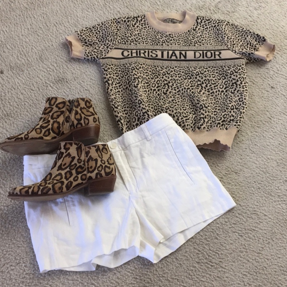 CHRISTIAN DIOR/ INSPIRITED-“CHRISTIAN DIOR”LOGO LEOPARD SHORT CARDIGAN